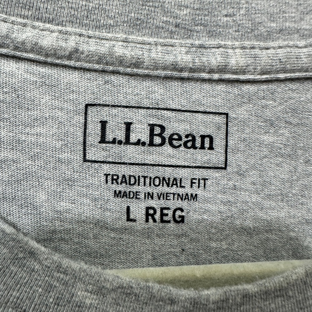 LL Bean Mens Carefree Unshrinkable Tee Large Gray Long Sleeve T-Shirt Minimalist - Picture 3 of 8